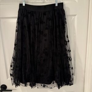 Lace Burnout Midi Skirt Womens‎ Sz L Fairygrunge Whimsigoth Romantic Goth Witchy